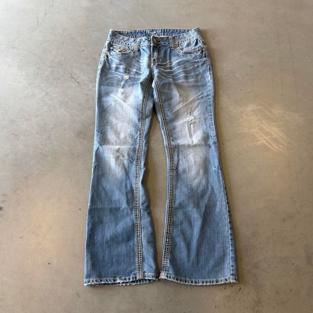 Vintage Y2K amethyst women's low rise light Wash flared jeans